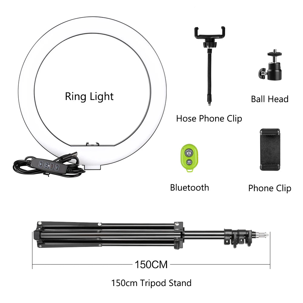 SH 10 inch 26cm Led Ring Light Photography Fill Lighting With Tripod Stand Holder Usb Charge Selfie Led Lamp For Streaming Video