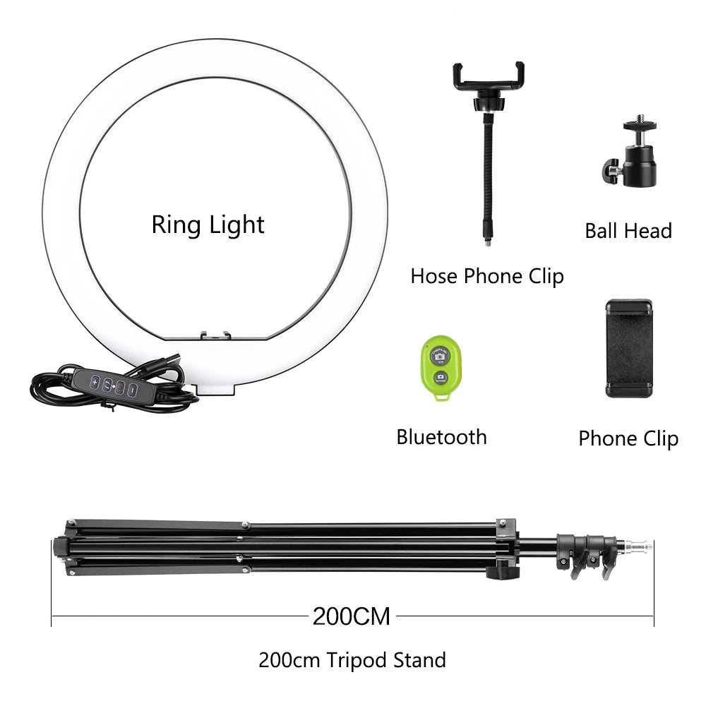 SH 10 inch 26cm Led Ring Light Photography Fill Lighting With Tripod Stand Holder Usb Charge Selfie Led Lamp For Streaming Video